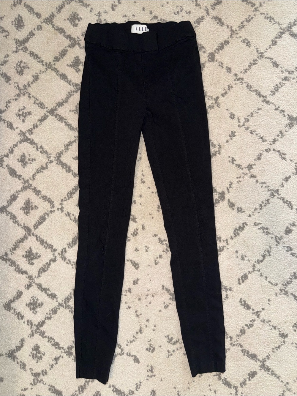 Elle Black Slim Ponte Legging with Scalloped Waist